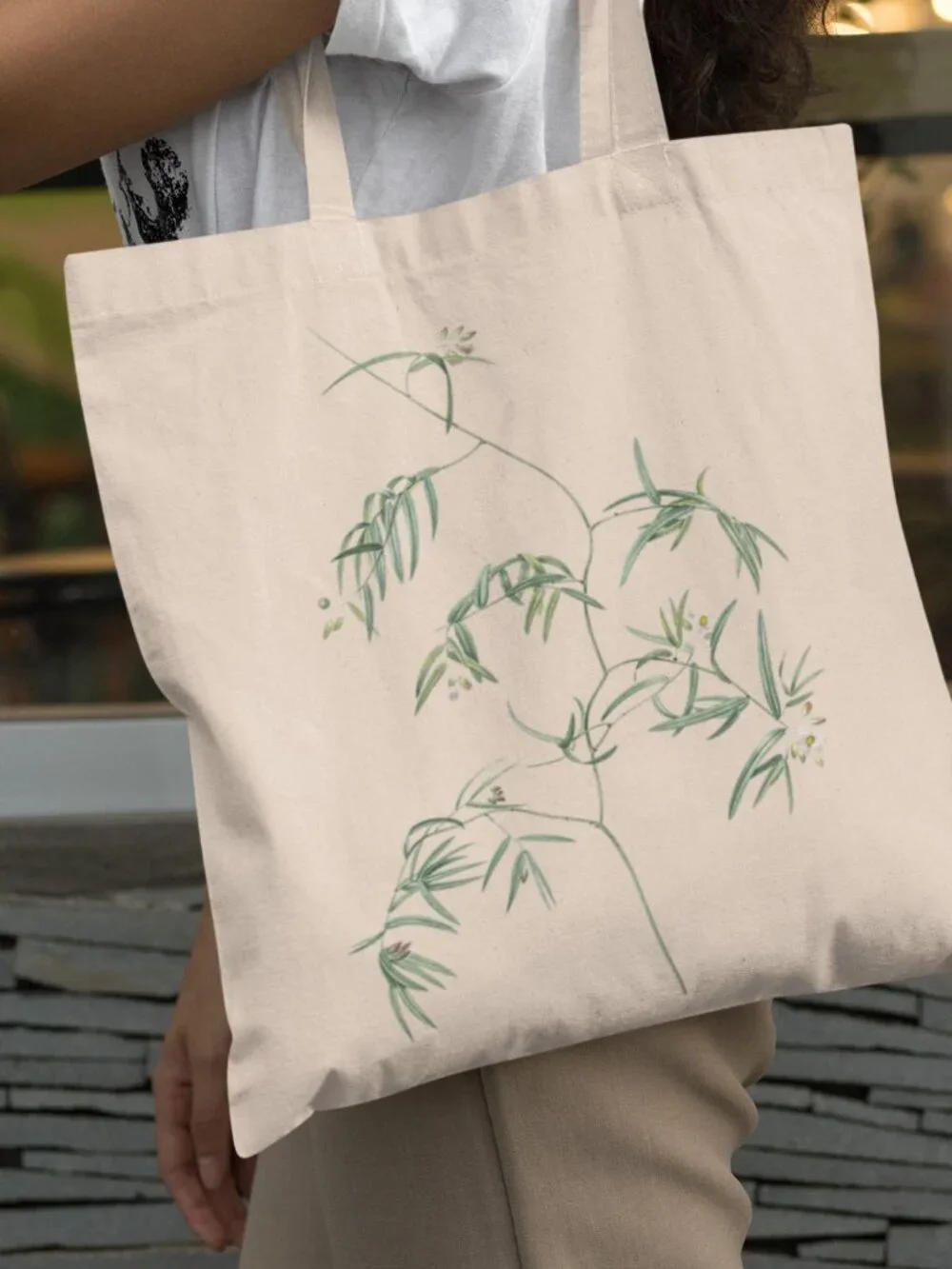 Bridal Creeper Vintage Floral Print Graphic Canvas Tote Bag